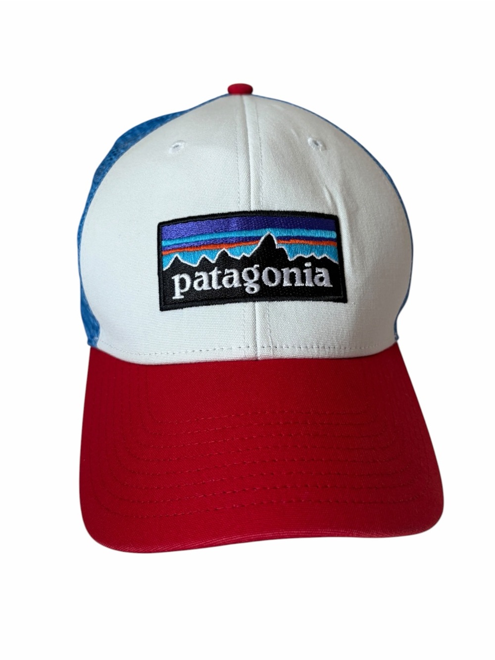 Patagonia P6 Trucker Snapback Mesh Cap Blue White Red Unisex O/S